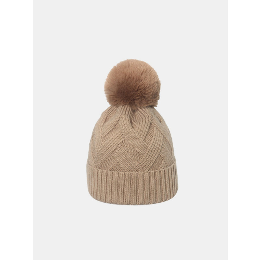 Roll Rim Hat with Pompom Camel / One Size Apparel and Accessories