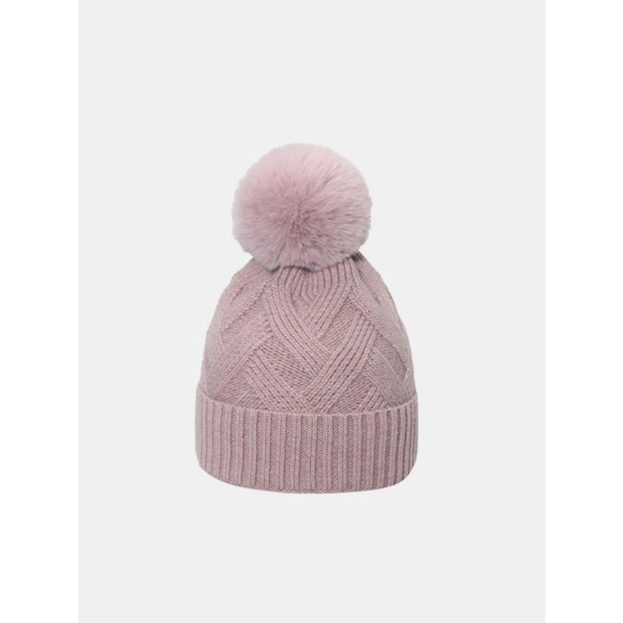 Roll Rim Hat with Pompom Dusty Pink / One Size Apparel and Accessories