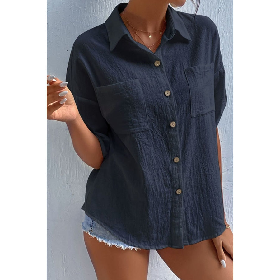 Roll-Tab Sleeve Shirt with Pockets Navy / S