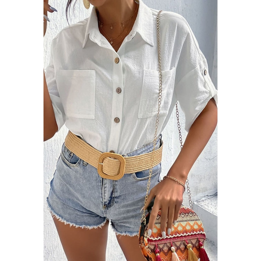 Roll-Tab Sleeve Shirt with Pockets