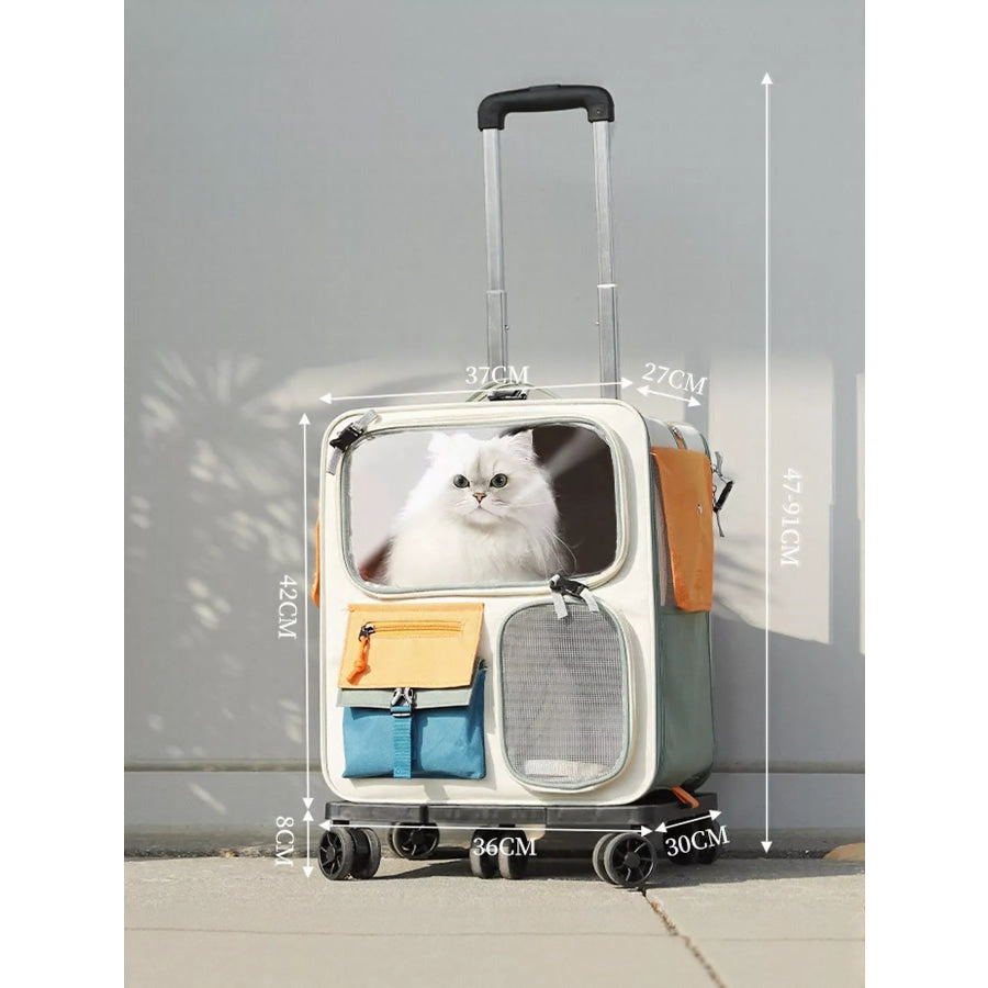 Rolling Pet Carrier with Telescopic Handle Green Backpack / One Size Apparel and Accessories