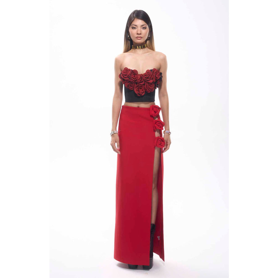 Rosa Flower Patch Corset Mini Top Women’s Fashion - Women’s Clothing - Blouses & Shirts