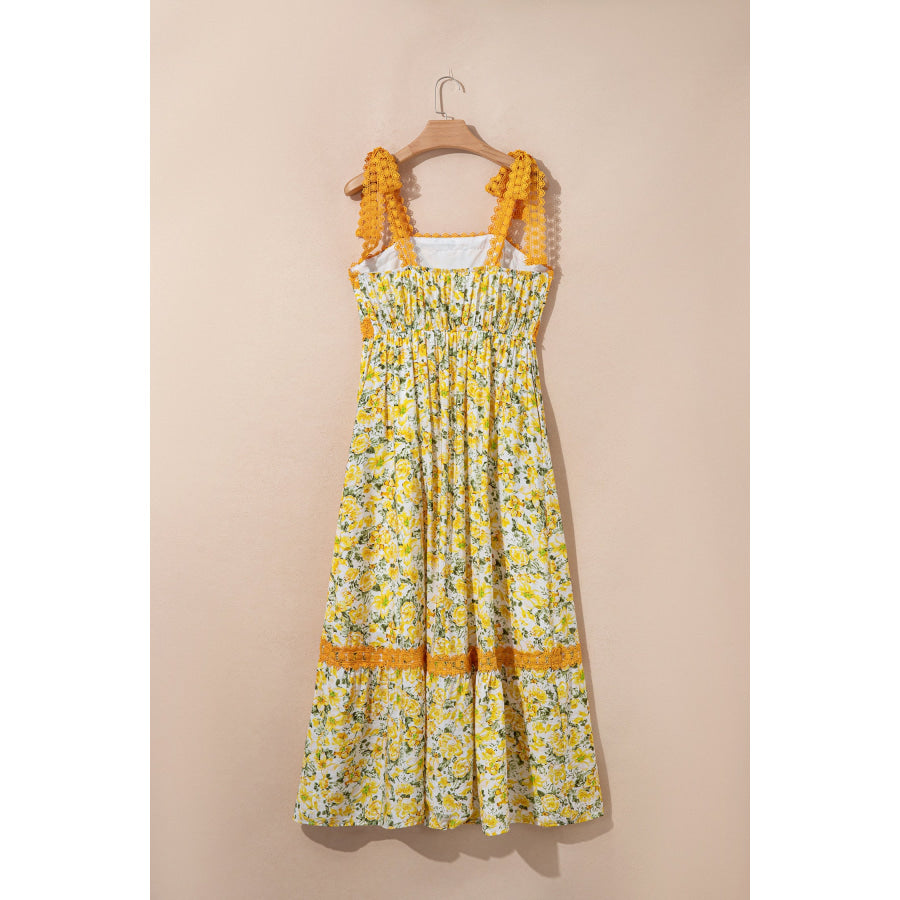 Rose Floral Lace Tied Strap Empire Waist Maxi Dress Dresses/Floral Dresses
