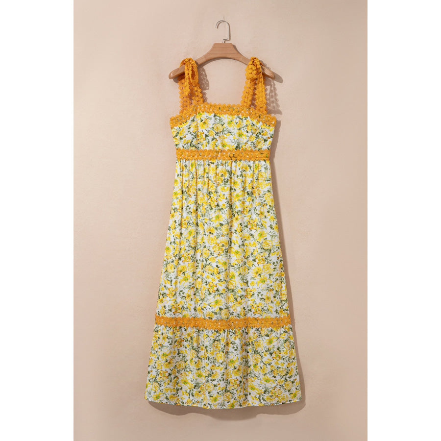 Rose Floral Lace Tied Strap Empire Waist Maxi Dress Dresses/Floral Dresses