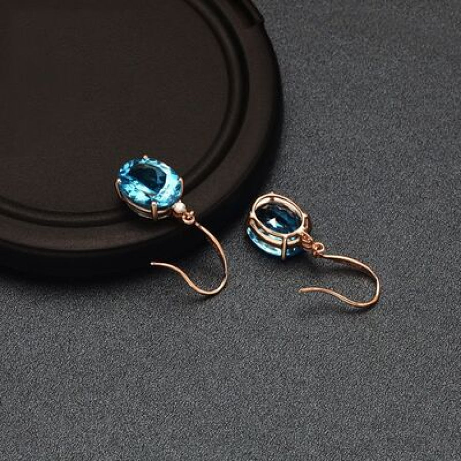 Rose Gold - Plated Artificial Gemstone Earrings Gold / One Size Apparel and Accessories