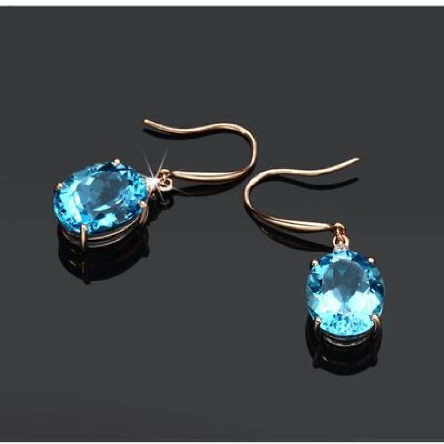 Rose Gold - Plated Artificial Gemstone Earrings Gold / One Size Apparel and Accessories