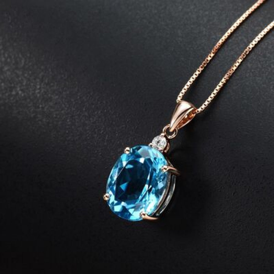 Rose Gold - Plated Artificial Gemstone Pendant Necklace Gold / One Size Apparel and Accessories