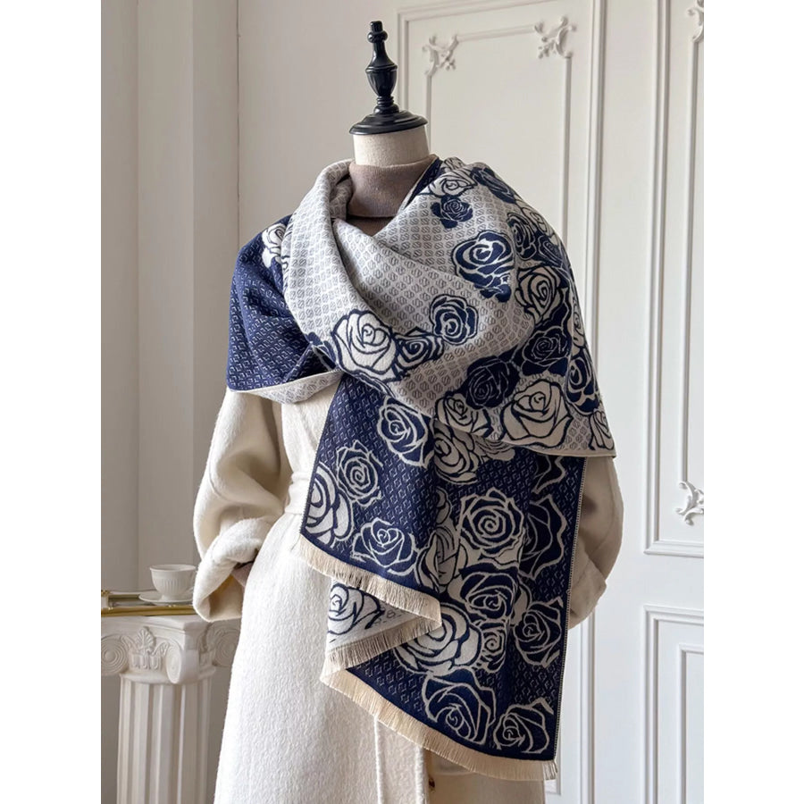 Rose Pattern Warm Scarf Apparel and Accessories