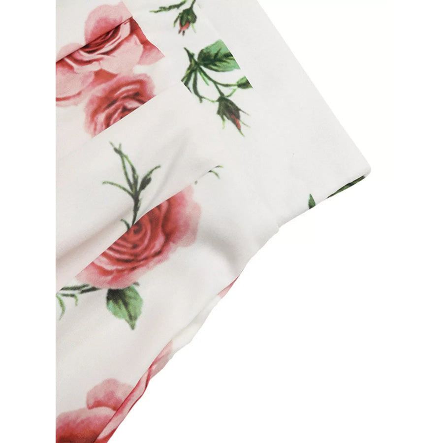 Rose Print Flowy Maxi Skirt Apparel and Accessories