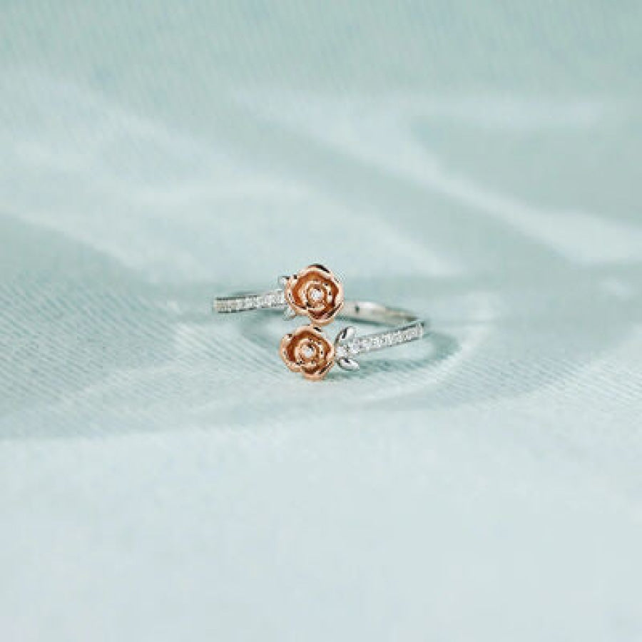 Rose Shape Inlaid Zircon Bypass Ring Apparel and Accessories