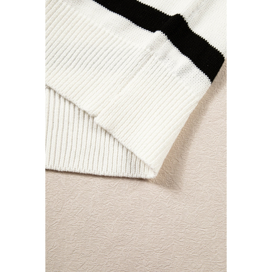 Rose Stripe Knit Western Short Sleeve Sweater Sweaters & Cardigans/Short