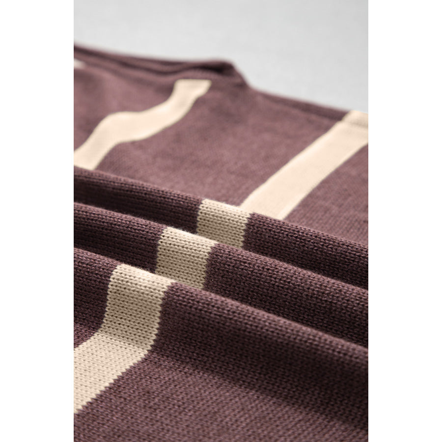 Rose Stripe Knit Western Short Sleeve Sweater Sweaters & Cardigans/Short