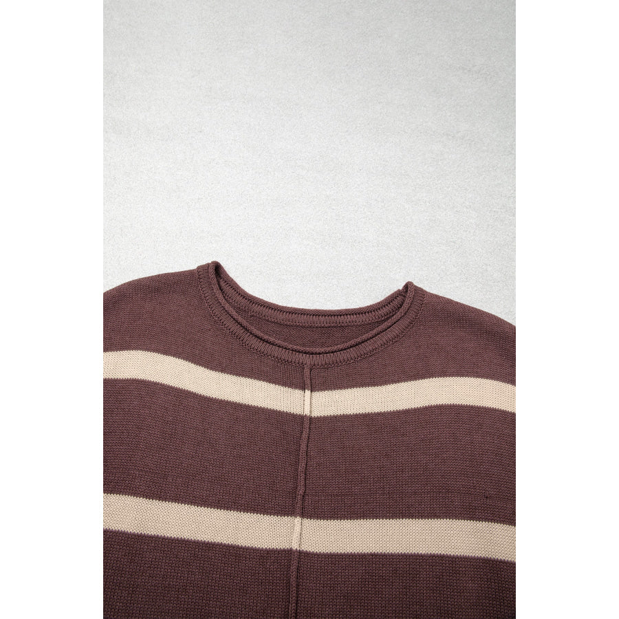 Rose Stripe Knit Western Short Sleeve Sweater Sweaters & Cardigans/Short