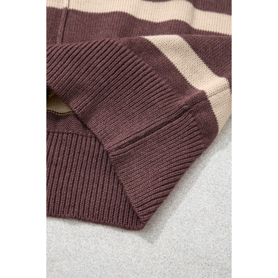 Rose Stripe Knit Western Short Sleeve Sweater Sweaters & Cardigans/Short