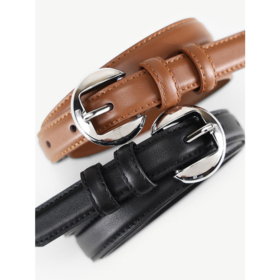 Round Buckle Leather Belt Apparel and Accessories