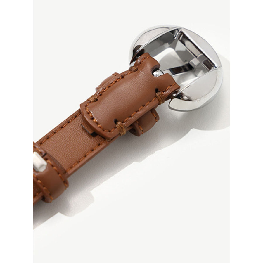 Round Buckle Leather Belt Apparel and Accessories