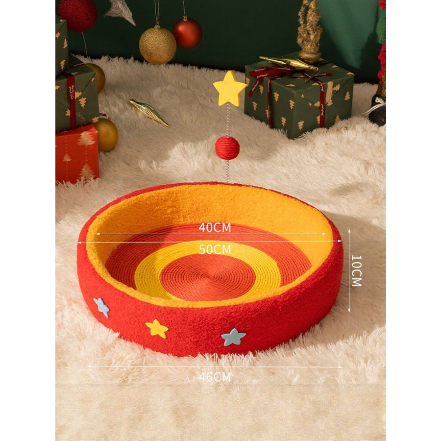 Round Cat Scratching Posts Pet Nest Orange-Red / L Apparel and Accessories