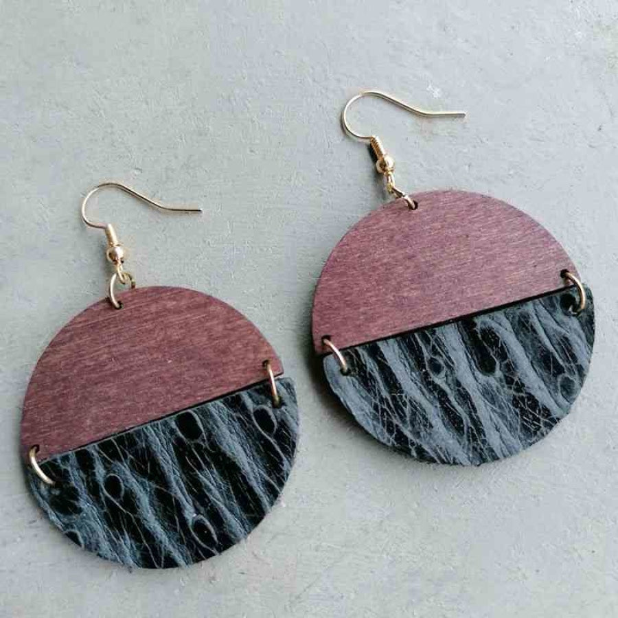 Round Drop Earrings Black / One Size