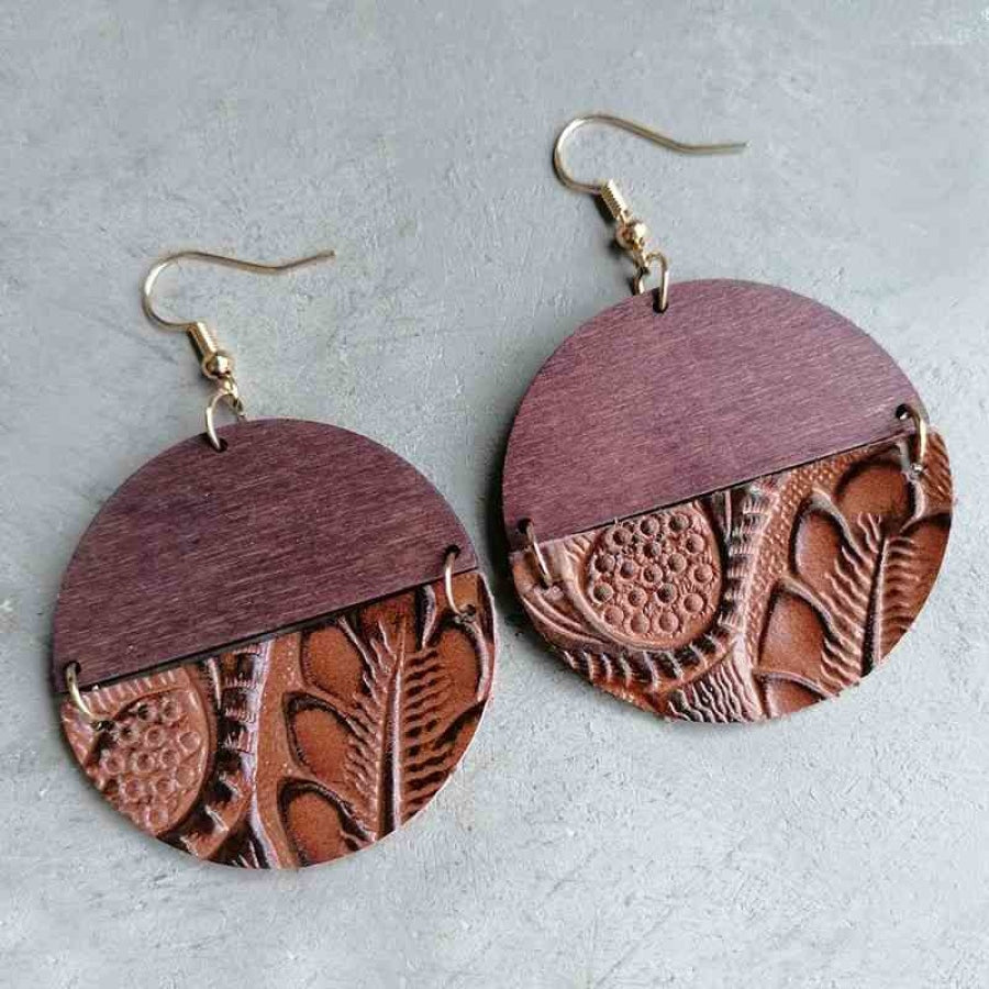 Round Drop Earrings Chestnut / One Size