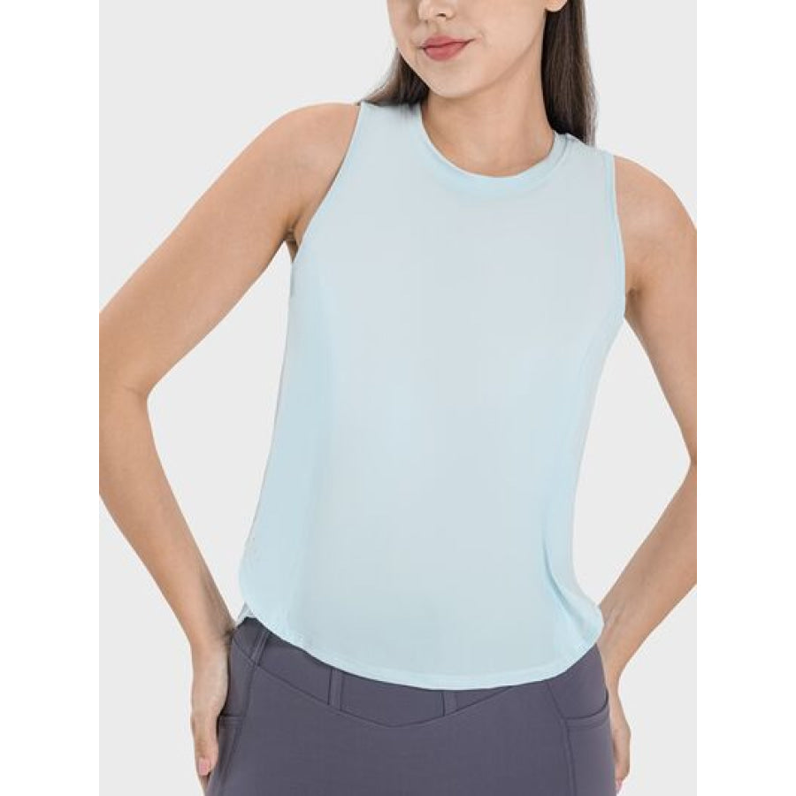 Round Neck Active Tank Misty Blue / 4 Apparel and Accessories