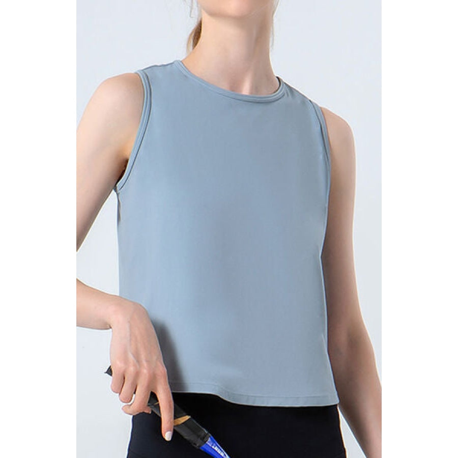 Round Neck Active Tank Misty Blue / S Apparel and Accessories