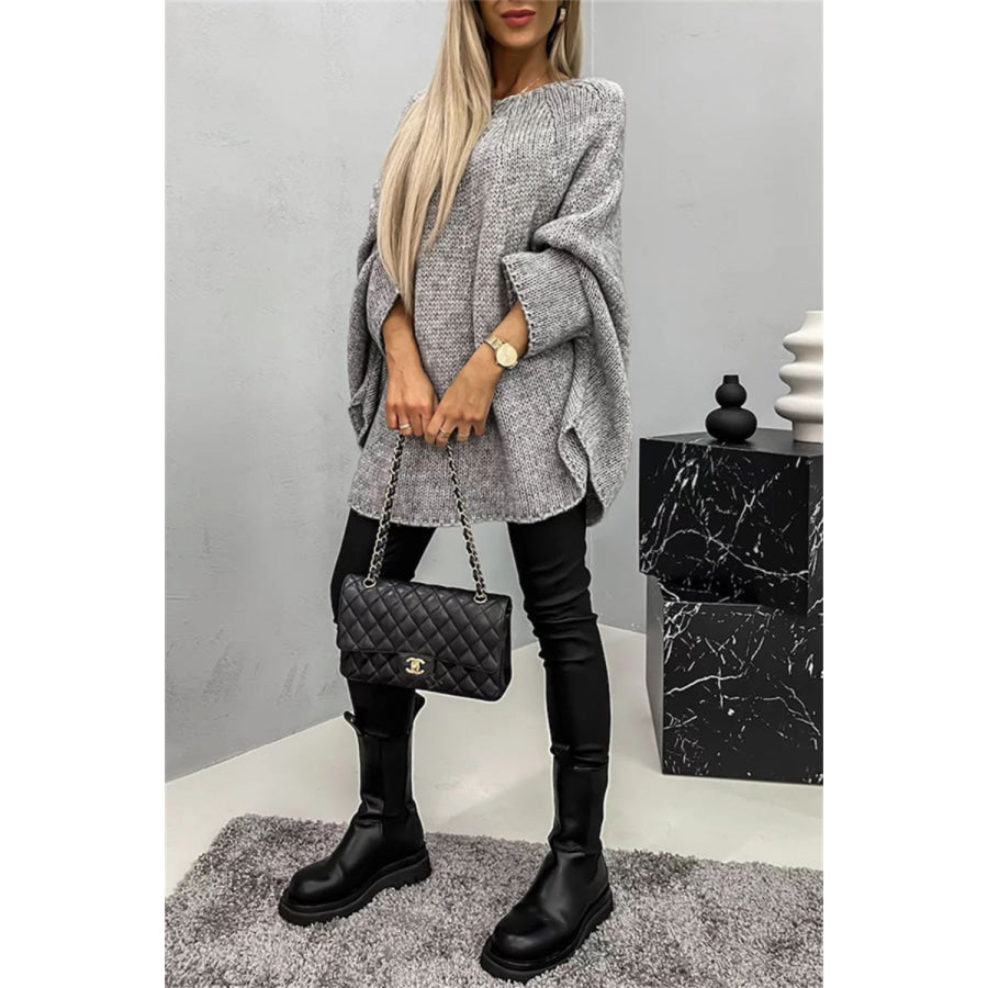 Round Neck Batwing Sleeve Sweater Apparel and Accessories