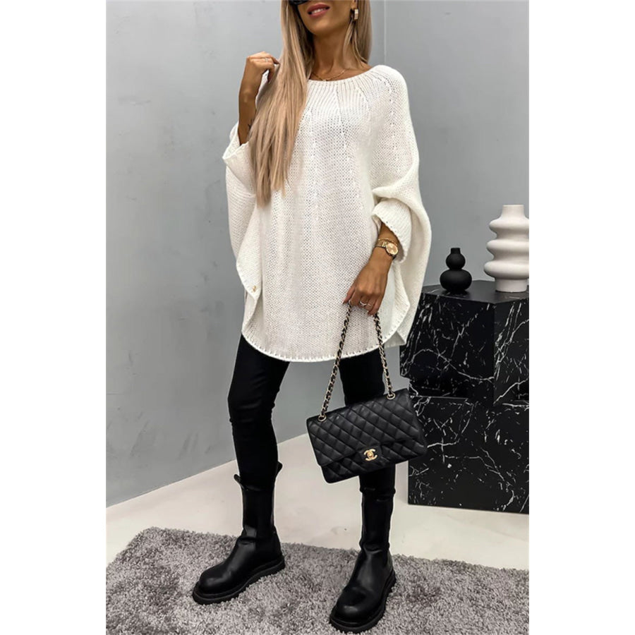 Round Neck Batwing Sleeve Sweater Apparel and Accessories