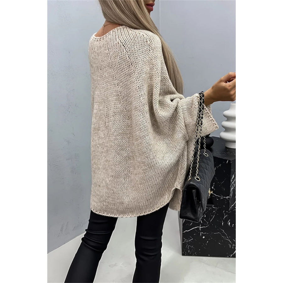 Round Neck Batwing Sleeve Sweater Apparel and Accessories