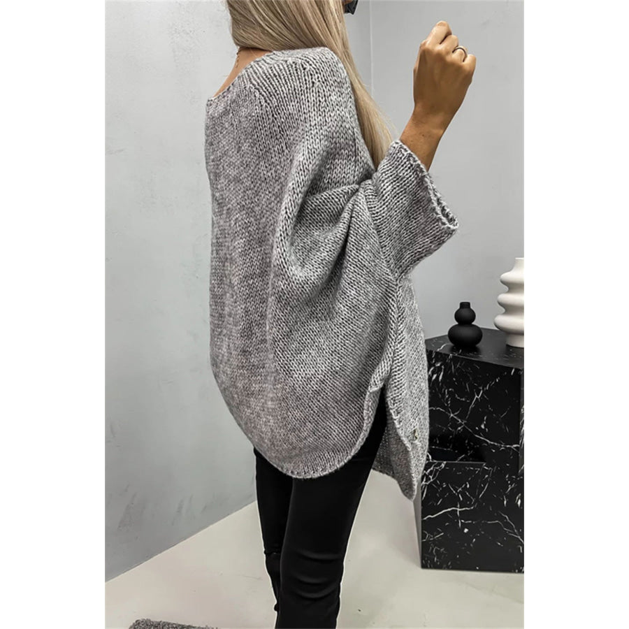 Round Neck Batwing Sleeve Sweater Apparel and Accessories