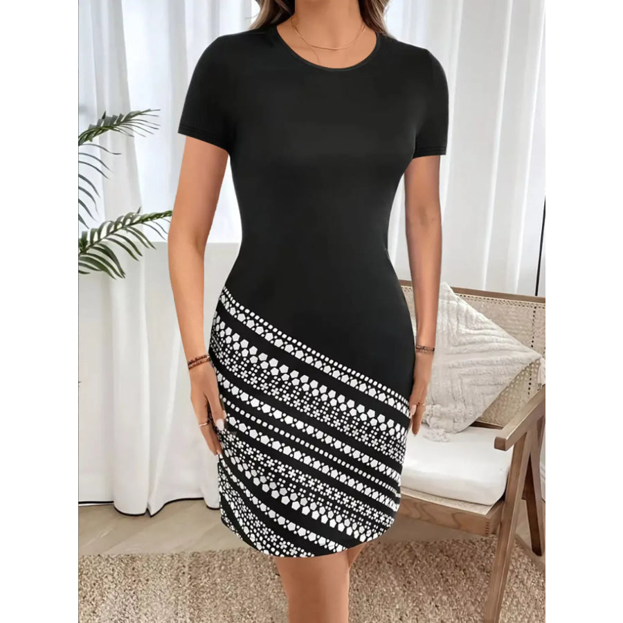 Round Neck Bodycon Mini Dress Apparel and Accessories