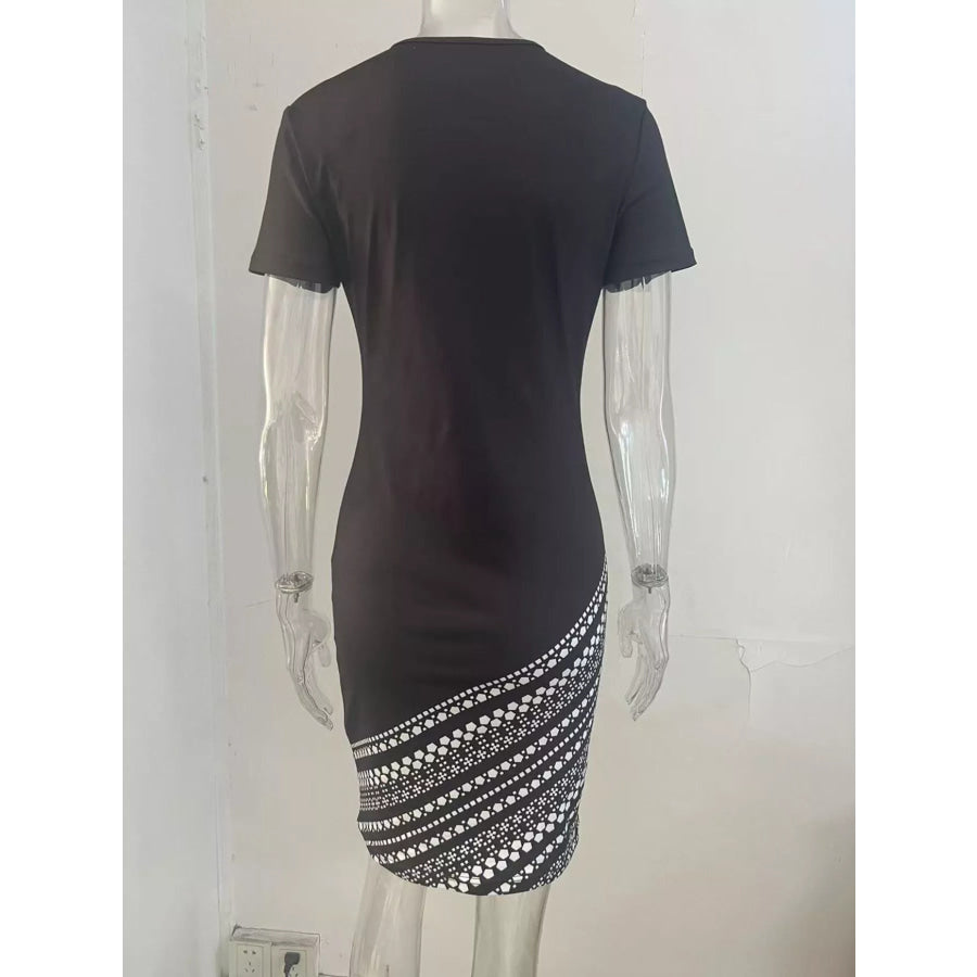 Round Neck Bodycon Mini Dress Apparel and Accessories