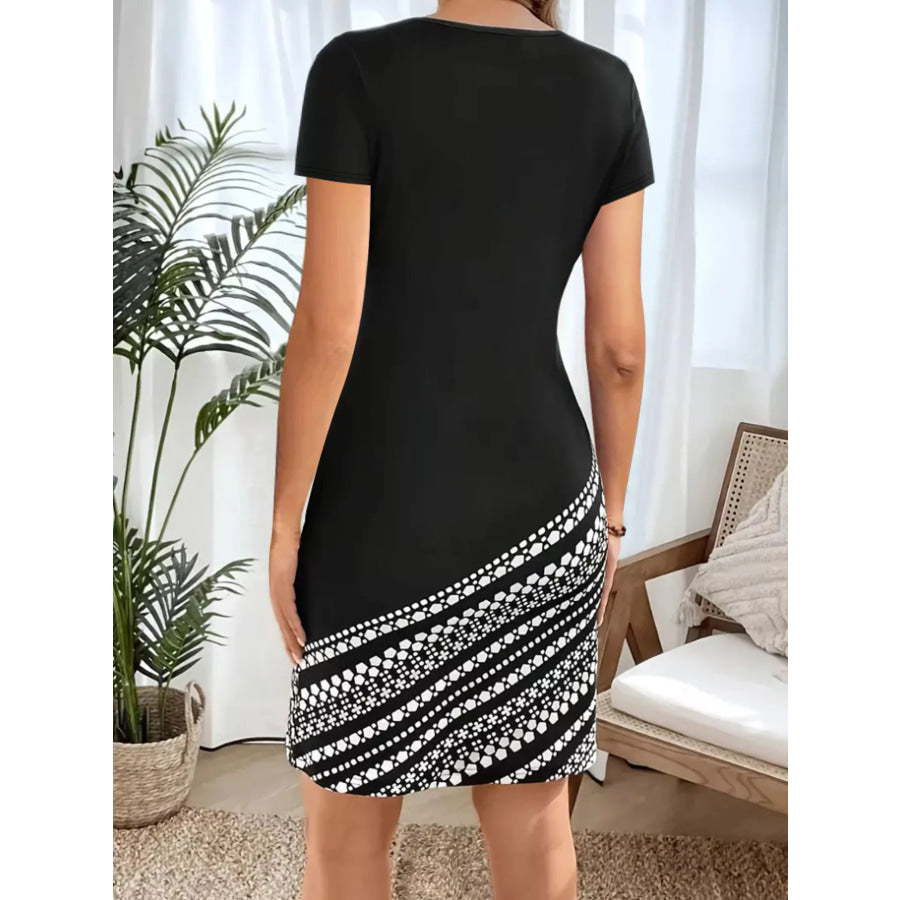 Round Neck Bodycon Mini Dress Apparel and Accessories