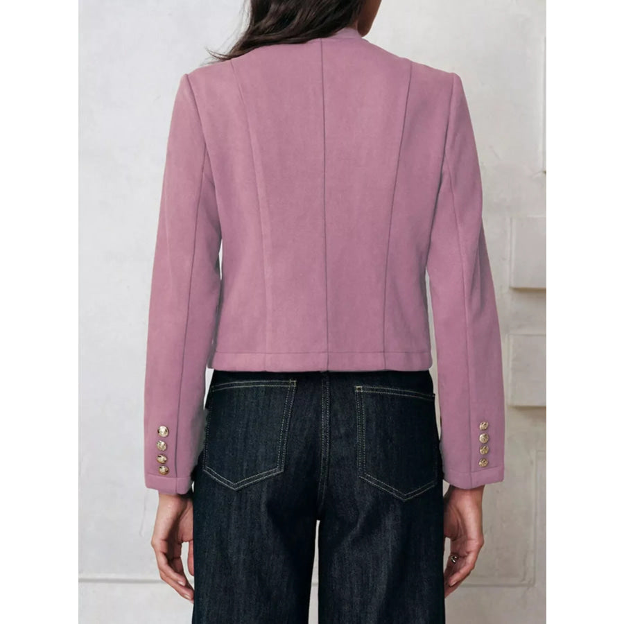 Round Neck Button Up Blazer Apparel and Accessories
