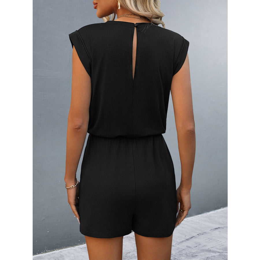 Round Neck Cap Sleeve Romper Apparel and Accessories