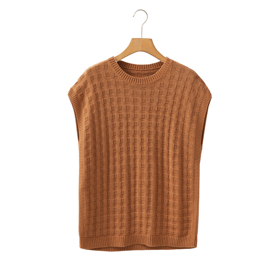 Round Neck Cap Sleeve Sweater Vest Apparel and Accessories