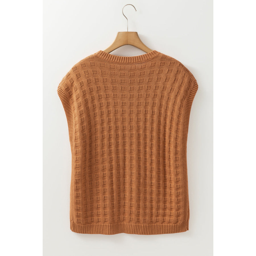 Round Neck Cap Sleeve Sweater Vest Apparel and Accessories