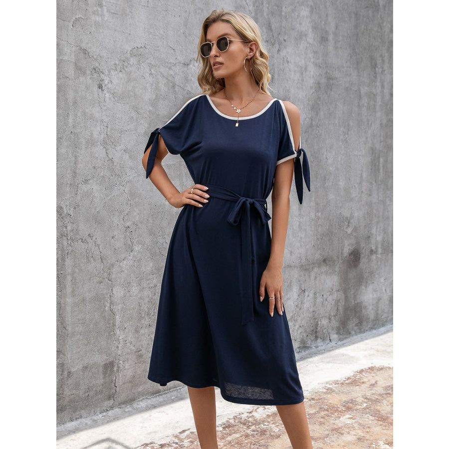 Round Neck Cold Shoulder Dress Apparel and Accessories