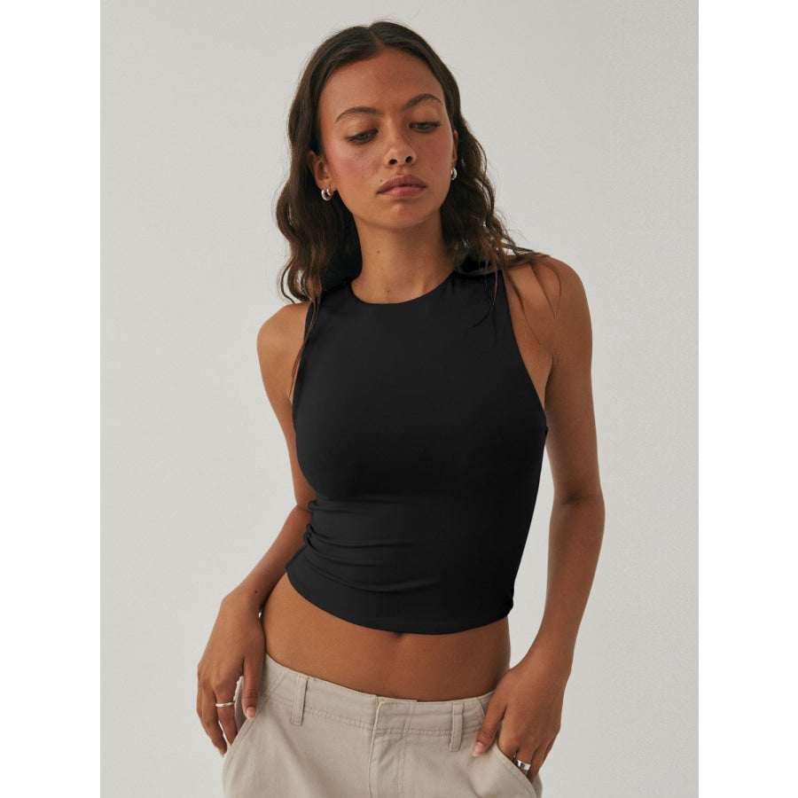 Round Neck Cropped Tank Apparel and Accessories