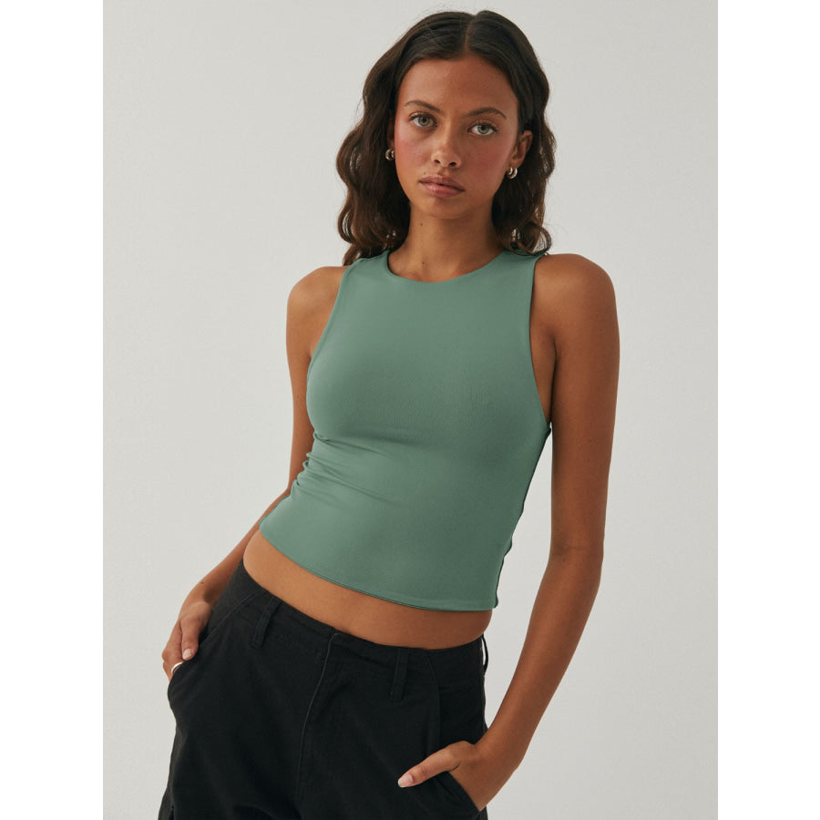 Round Neck Cropped Tank Apparel and Accessories