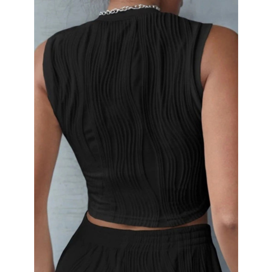 Round Neck Cropped Tank Black / S Apparel and Accessories