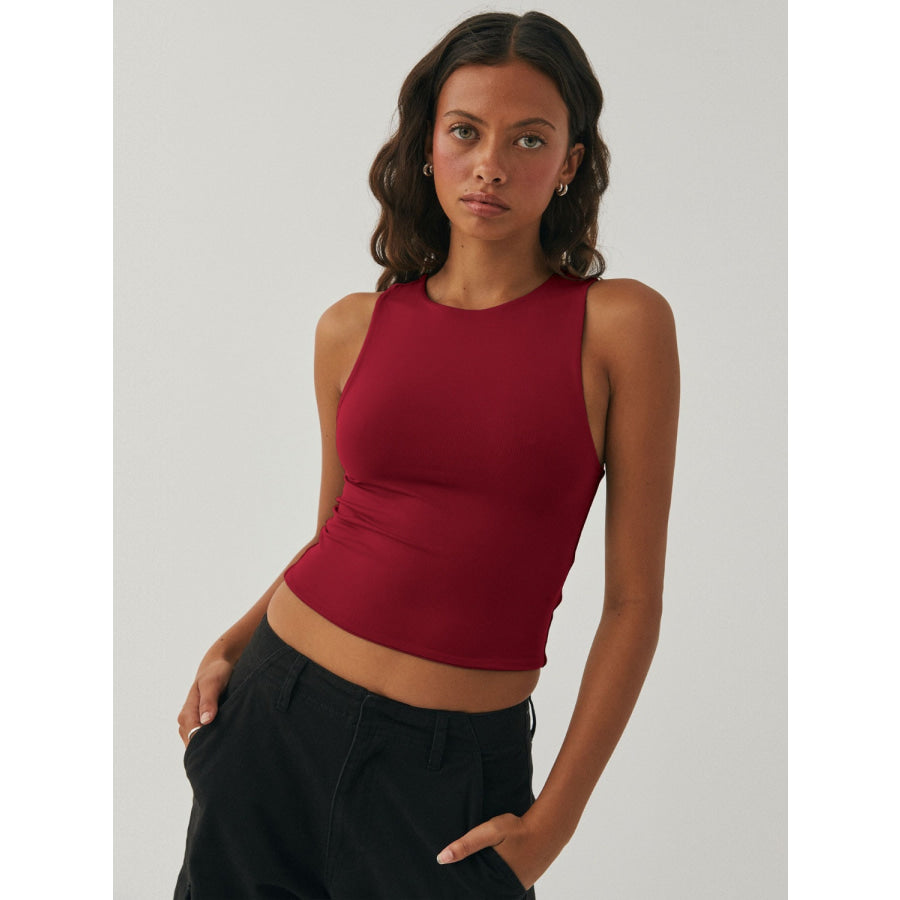 Round Neck Cropped Tank Apparel and Accessories