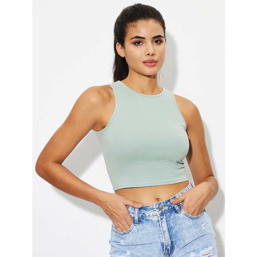 Round Neck Cropped Tank Apparel and Accessories