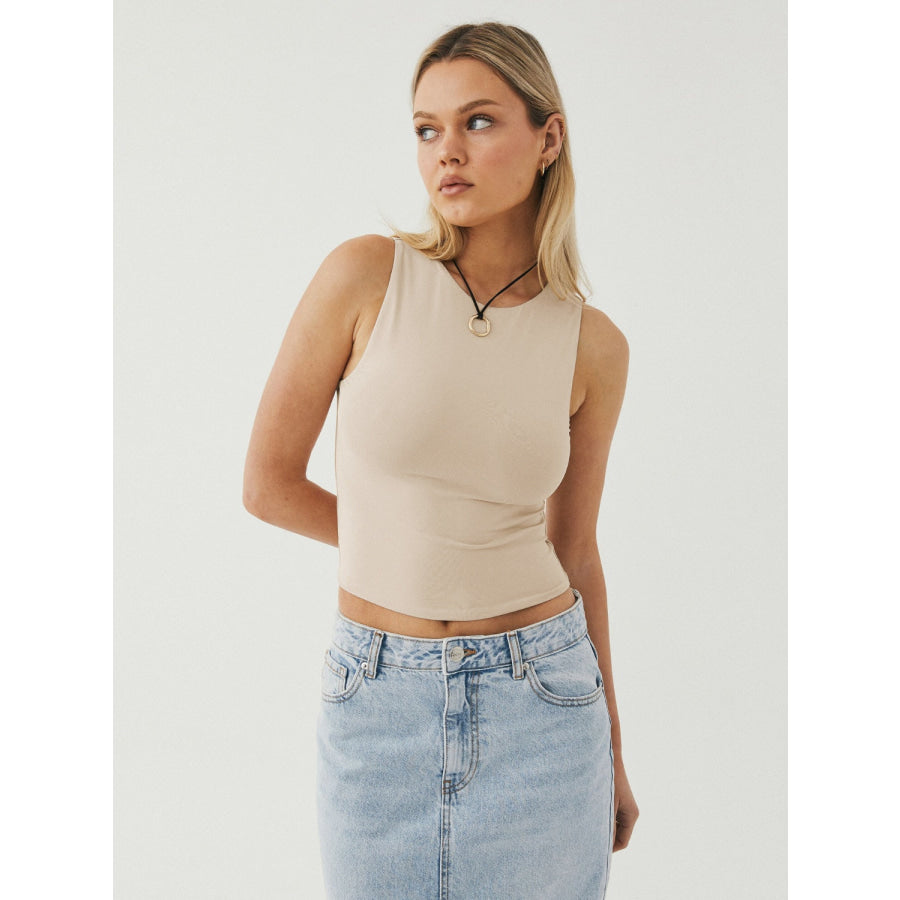 Round Neck Cropped Tank Apparel and Accessories