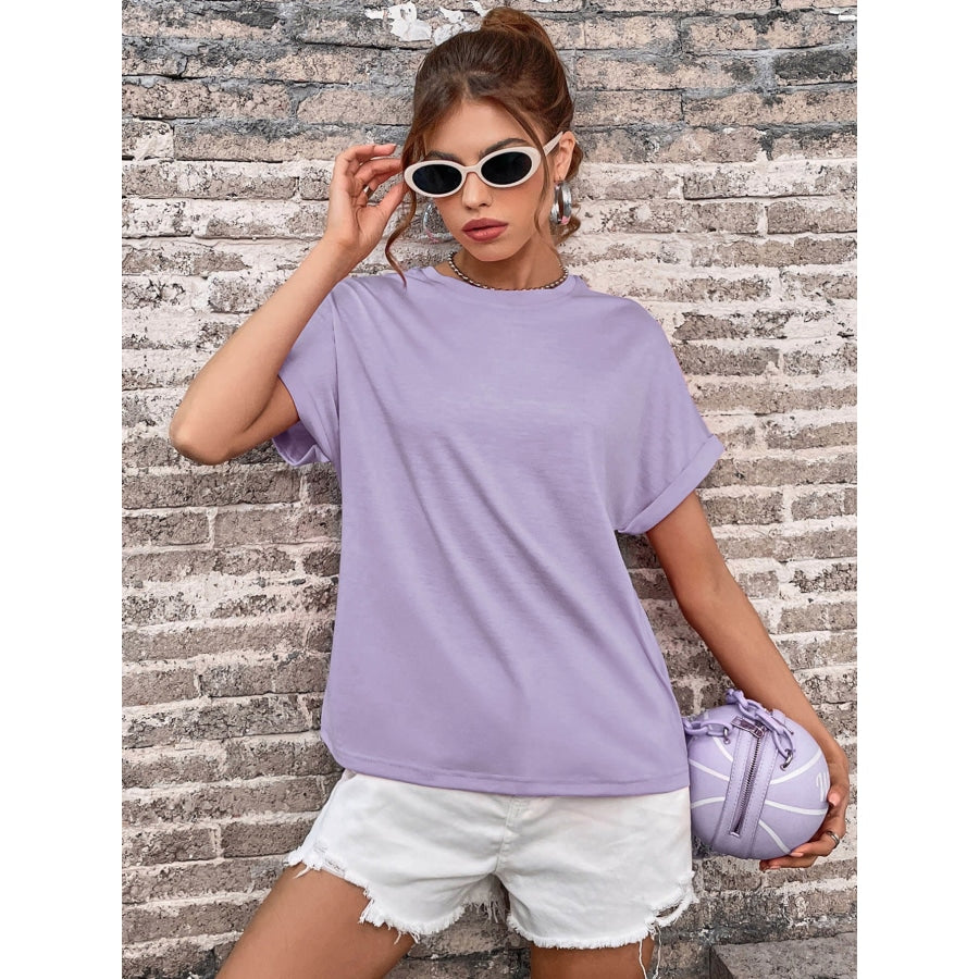 Round Neck Cuffed Sleeve T-Shirt