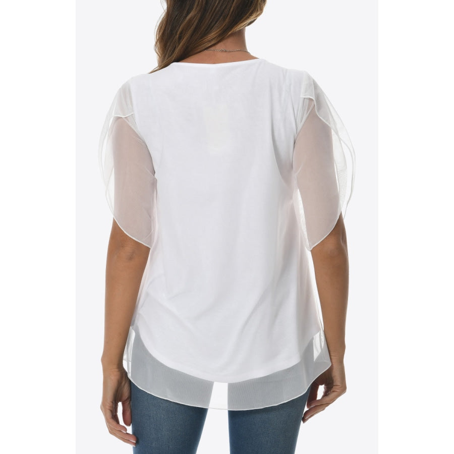 Round Neck Curved Hem Blouse