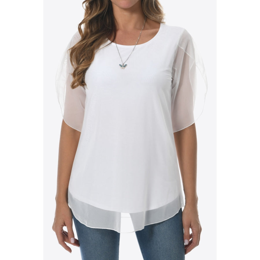 Round Neck Curved Hem Blouse