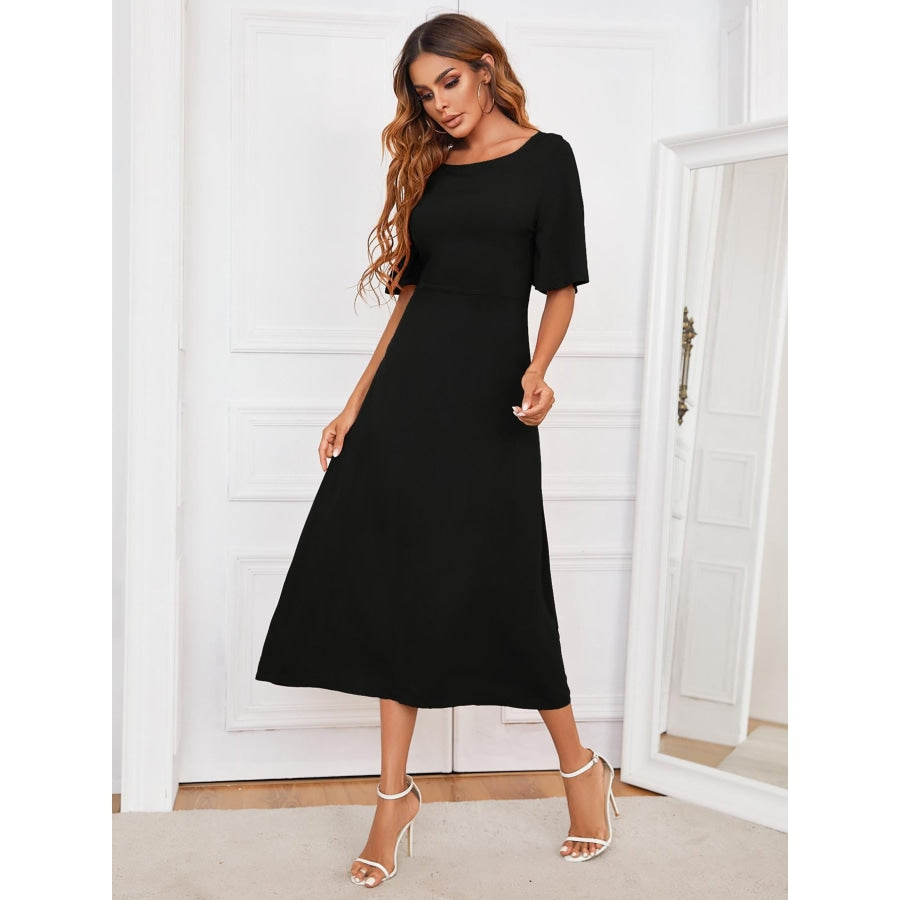 Round Neck Cutout Half Sleeve Dress