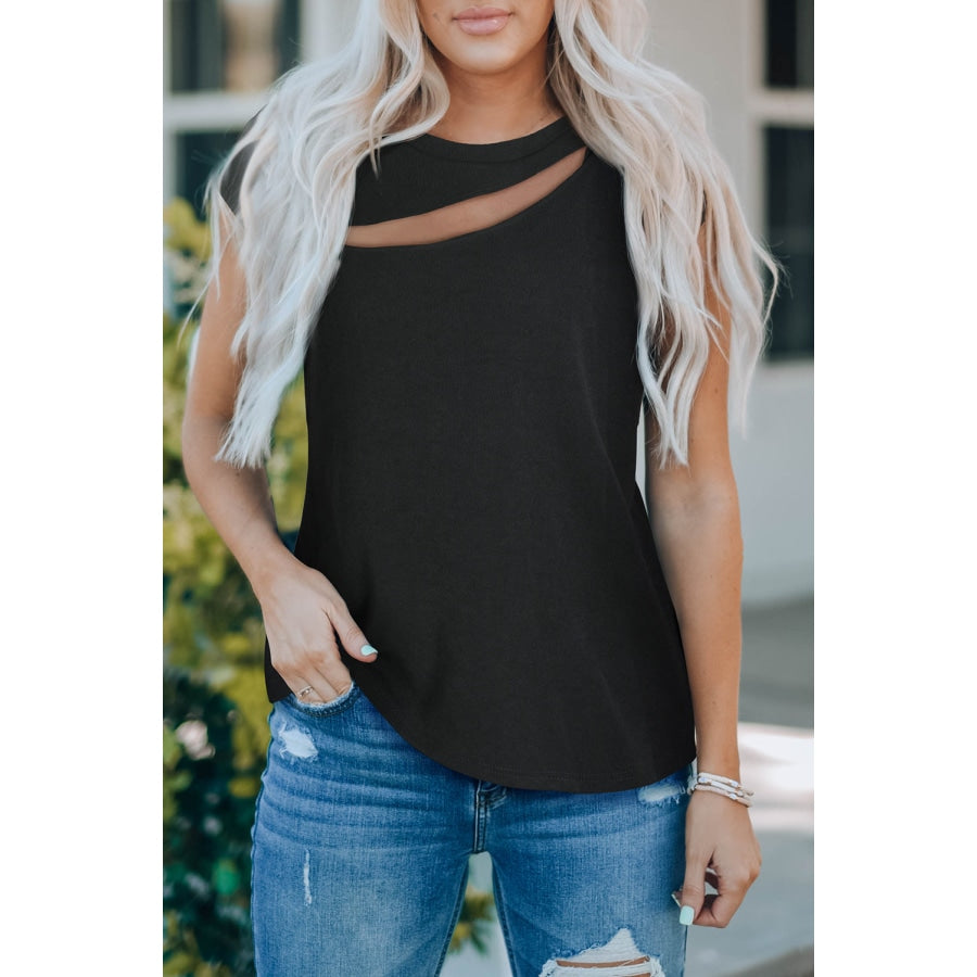 Round Neck Cutout Top