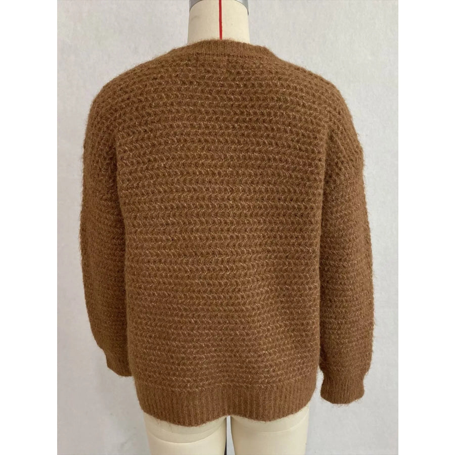 Round Neck Drop Shoulder Sweater Apparel and Accessories