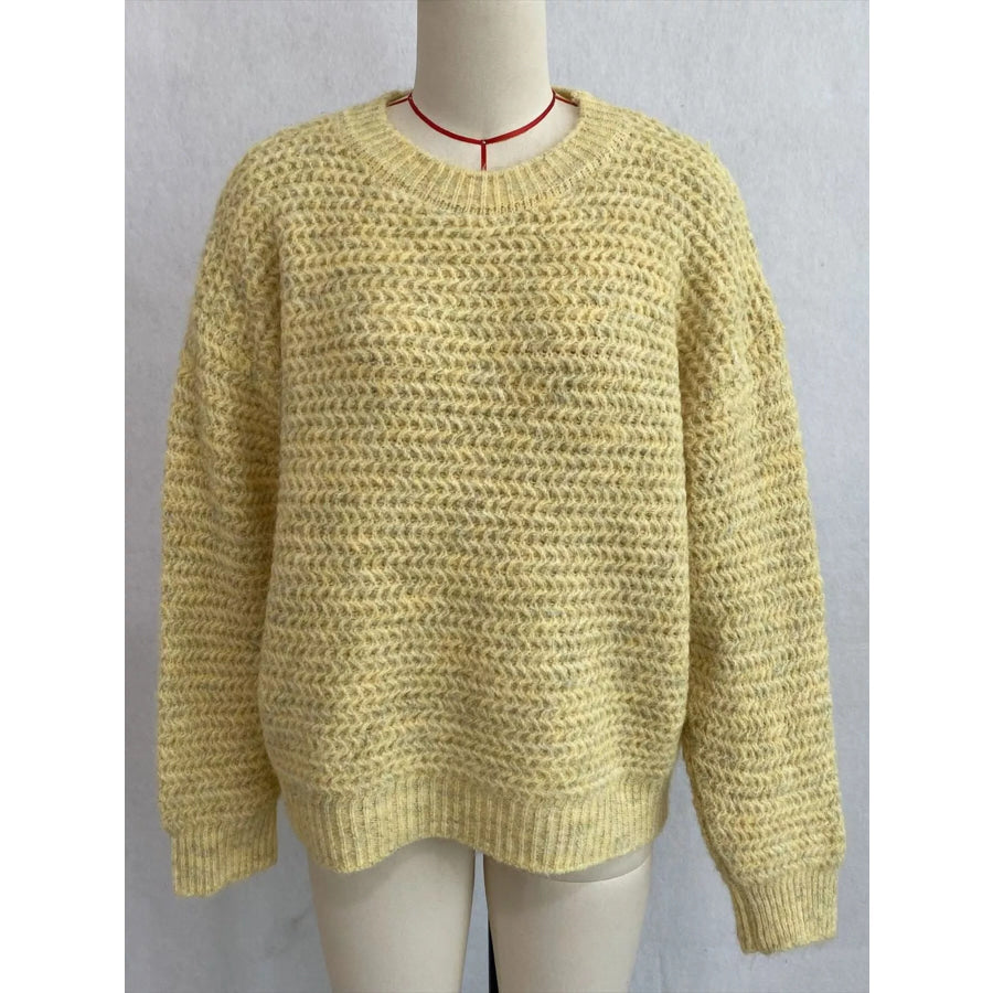 Round Neck Drop Shoulder Sweater Apparel and Accessories